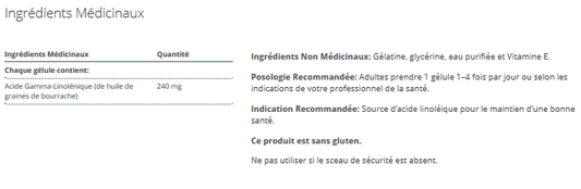 OmegaGenics Borage Seed GLA Oil (Anciennement OmegaGenics GLA 240)