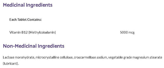 B12 Methylcobalamin · 5000 mcg